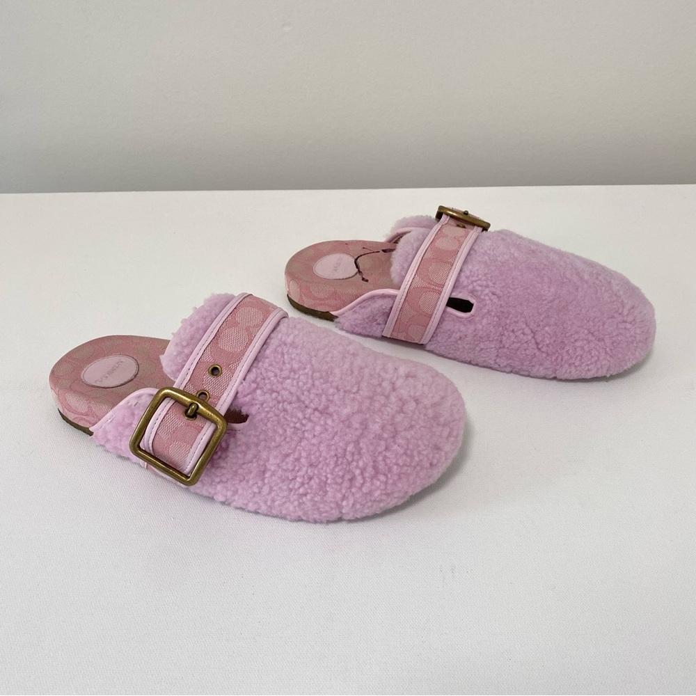 Coach Pink Shearling Slip-On Shoes - Picture 8 of 15